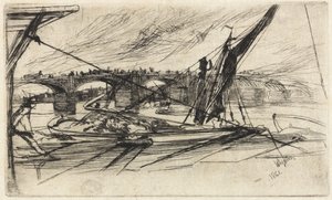 Vauxhall Bridge, 1861 (ætsning, sort kulstofblæk på japansk papir) af James Abbott McNeill Whistler